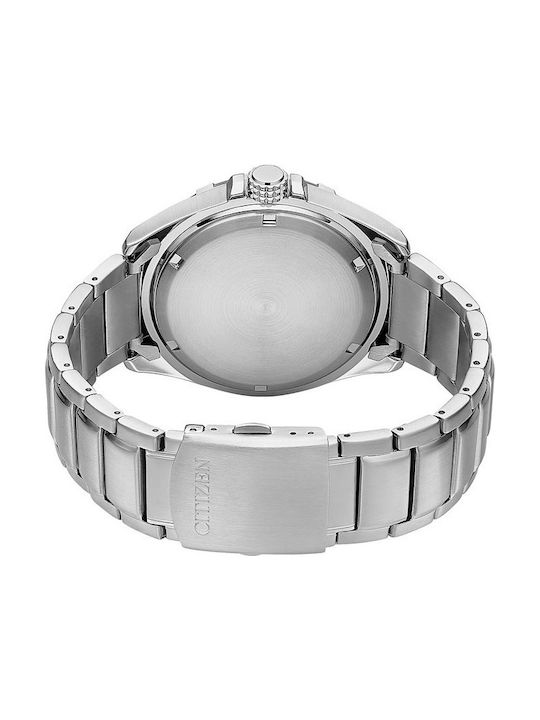 Citizen Ecodrive Ανδρικό Ρολόι 43mm Eco - Drive με Ασημί Μεταλλικό Μπρασελέ