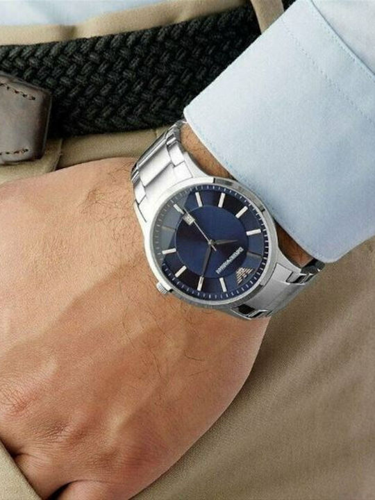 Emporio Armani Renato Ρολόι Μπαταρίας με Μεταλλικό Μπρασελέ