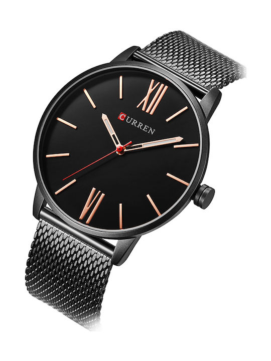 Curren Men's Watch 44mm Battery with Black Metal Bracelet