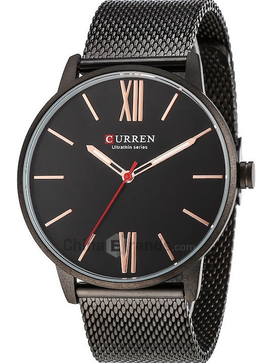 Curren Men's Watch 44mm Battery with Black Metal Bracelet