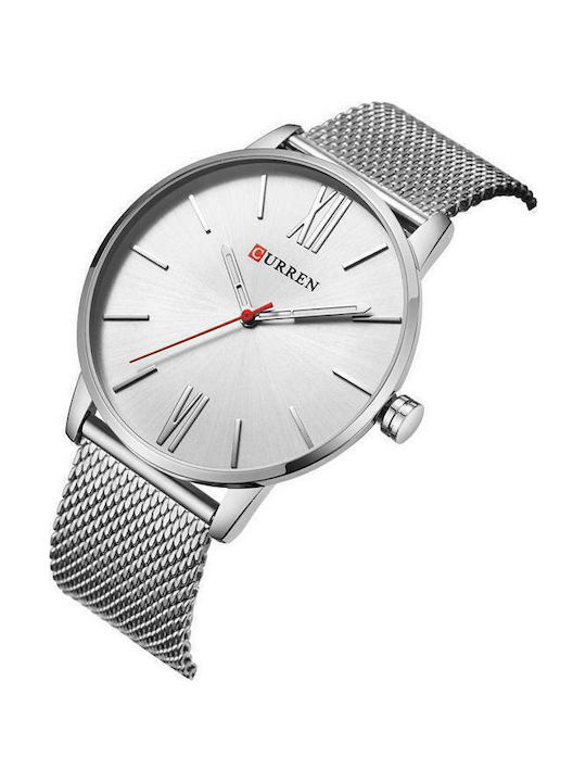 Curren Men's Watch 44mm Battery with Metal Bracelet Thin Silver