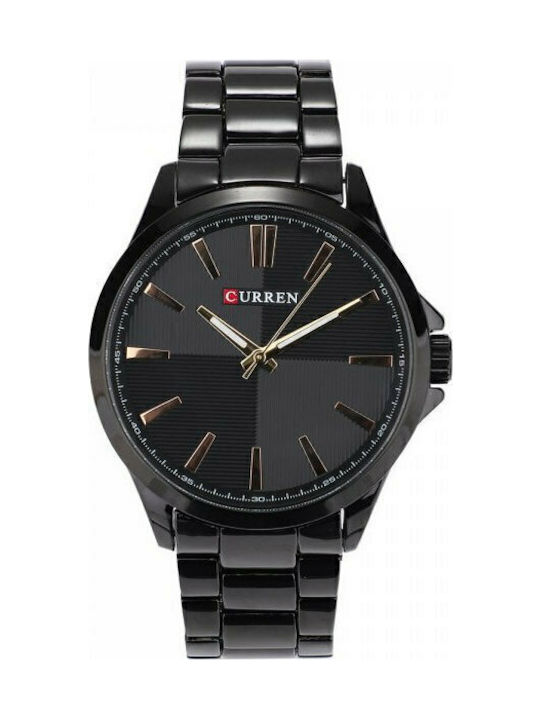 Curren Ανδρικό Ρολόι 44mm Μπαταρίας με Μαύρο Μεταλλικό Μπρασελέ