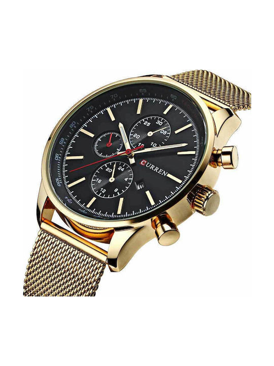 Curren Herrenuhr 44mm Batterie mit Metallarmband Gold / Black