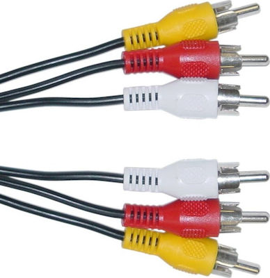 Powertech Cable 3x RCA male - 3x RCA male 5m (CAB-R006)