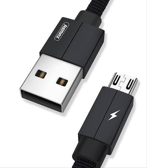 Remax Kerolla RC-094m Плетена / Равен USB 2.0 до микро USB кабел Черен 2м 1бр