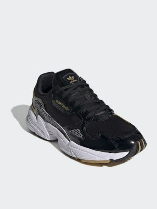 Adidas Falcon Damen Chunky Sneakers Core Black / Cloud White / Gold Metallic