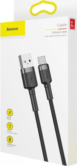 Baseus Cafule Braided USB 2.0 Cable USB-C Male - USB-A Black 0.5m CATKLF-AG1