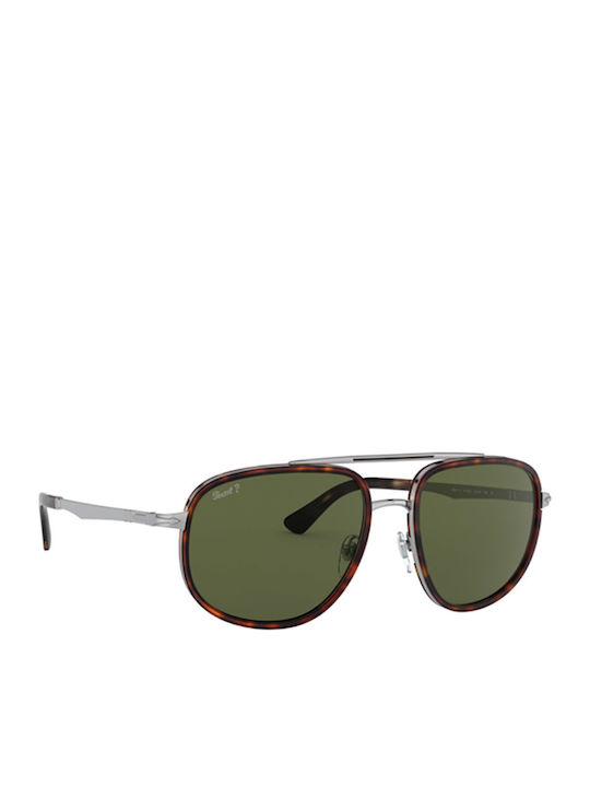 Persol Ανδρικά Γυαλιά Ηλίου με Καφέ Ταρταρούγα Μεταλλικό Σκελετό και Πράσινο Polarized Φακό PO2465S 513/58