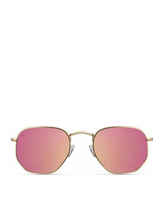 Meller Eyasi Sunglasses with Gold Metal Frame and Pink Mirror Lens E-GOLDROOS