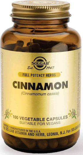 Solgar Full Potency Herbs Cinnamon 100 вегетариански капсули