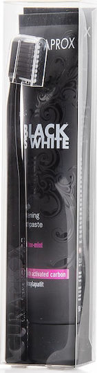 Curaprox Black Is White 90ml + Οδοντόβουρτσα 5460 Οδοντόκρεμα με Ενεργό Άνθρακα για Λεύκανση 90ml