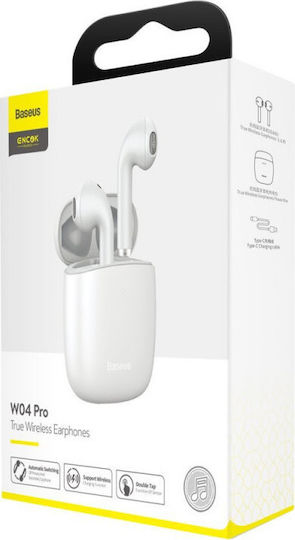 Baseus W04 Pro Earbud Bluetooth Handsfree Earphones with Sweat Resistance and Charging Case White