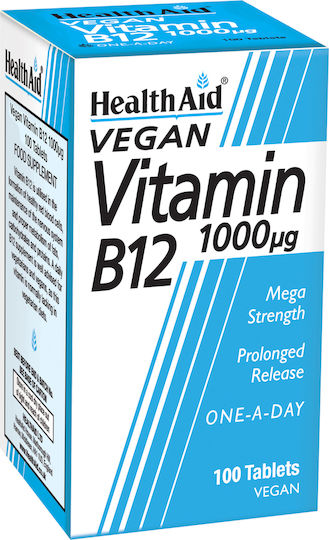 Health Aid B12 100 Tabs Βιταμίνη για την Υγεία του Νευρικού Συστήματος 1000mcg 100 ταμπλέτες