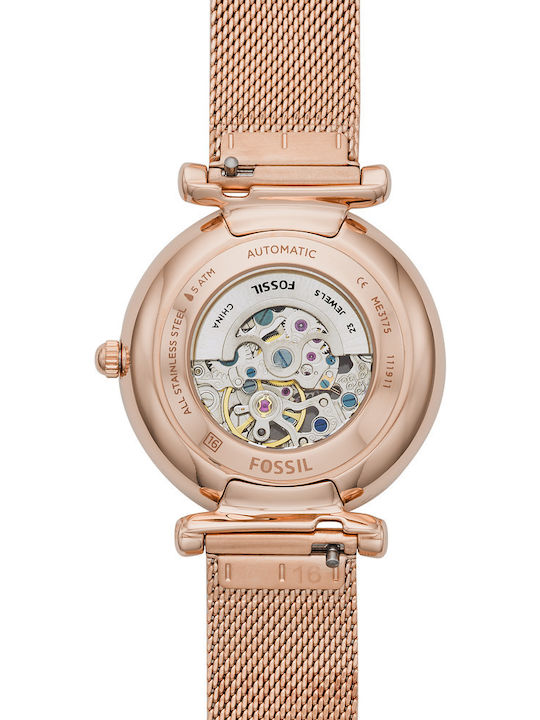 Fossil Carlie Women's Watch Automatic with Pink Gold Metal Bracelet