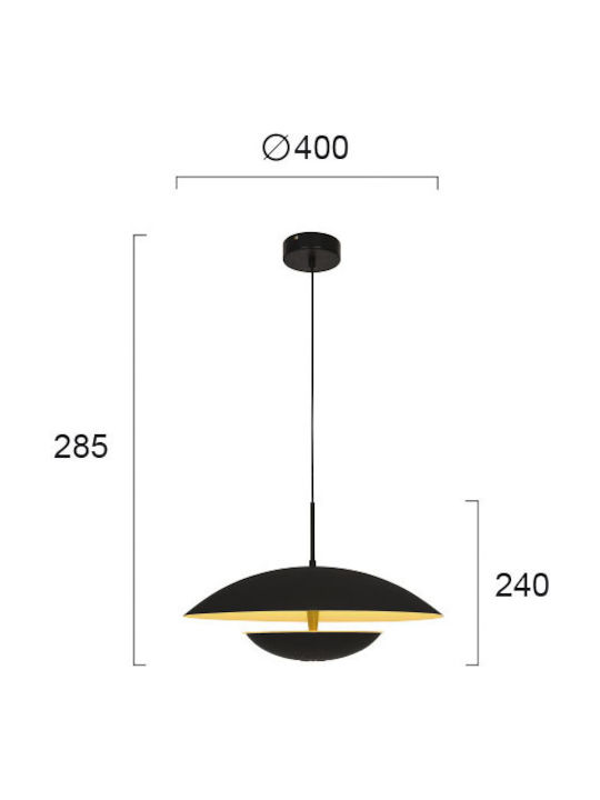 Viokef Monica Ρυθμιζόμενο Κρεμαστό Φωτιστικό Μαύρο LED 40x40εκ.