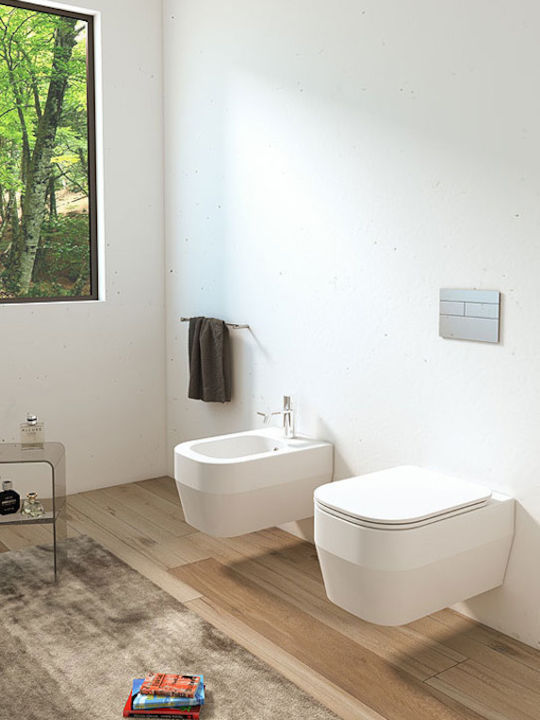 Olympia Tutto Evo Wandhängende Toilette Randlos mit Schlank Deckel Weiße