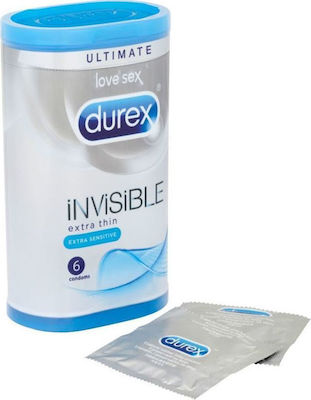 Durex Προφυλακτικά Invisible Extra Sensitive Λεπτά 6τμχ