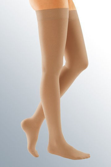 Medi Duomed Short Socks Thigh High Graduated Compression with Silicone & Open Toes 23-32 mmHg Beige