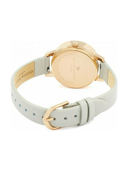 Olivia Burton 3D Bee Часовник с Сив Кожена каишка