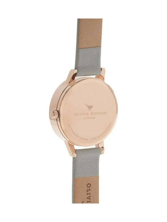 Olivia Burton 3D Bee Часовник с Сив Кожена каишка