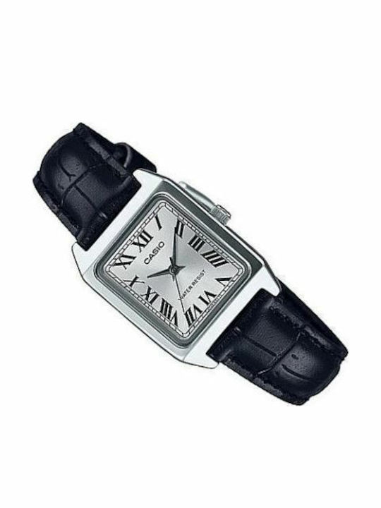 Casio Women's Watch with Black Leather Strap