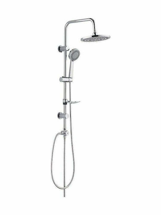 Tema Rain Tondo Verstellbare Duschsäule ohne Armatur 85-115cm Silber