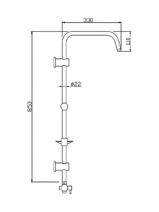 Tema Adjustable Shower Column Without Battery 85-115cm Silver