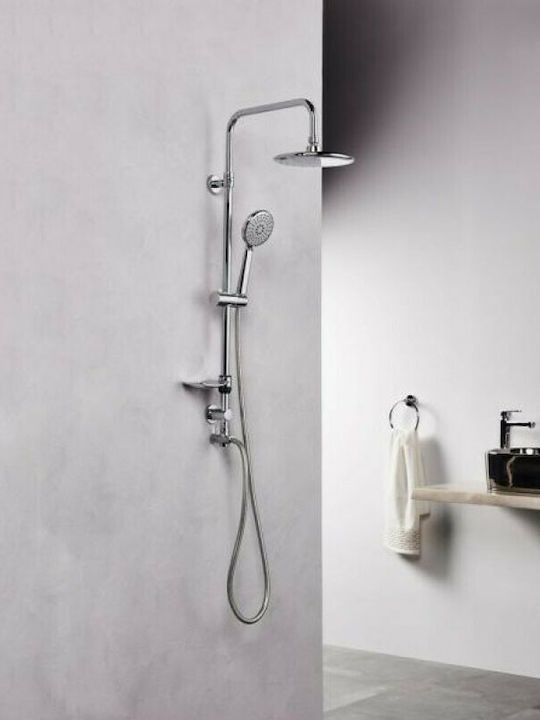 Tema Adjustable Shower Column Without Battery 85-115cm Silver