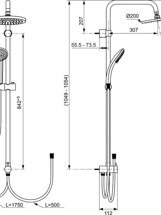 Ideal Standard Idealduo Shower Column without Mixer 105cm Silver