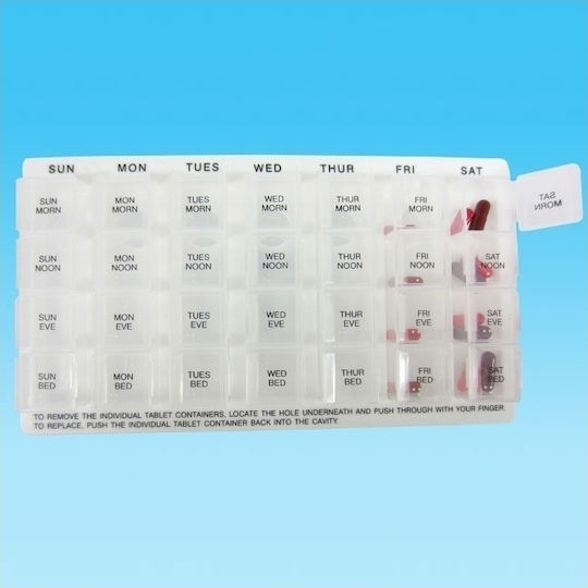 Alfa Care AC-661 Weekly Pill Case with 28 Compartments in Transparent color AC-661