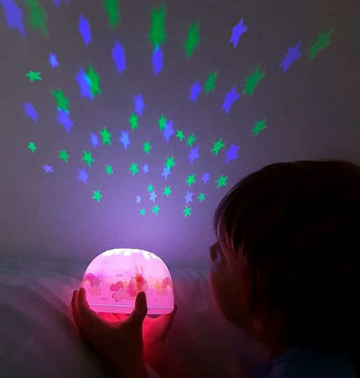 A Little Lovely Company Led Kids Projector Lamp Unicorn with Star Projection Pink 14x14x9εκ.