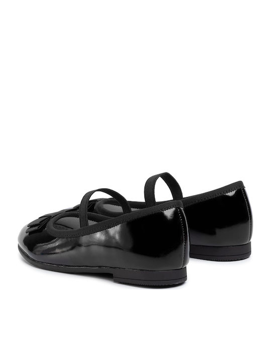 Kids Anatomic Patent Leather Ballerinas with Elastic Strap Black
