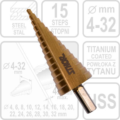 Sthor Conical Drill HSS Titanium for Metal και Masonry 4-32mm