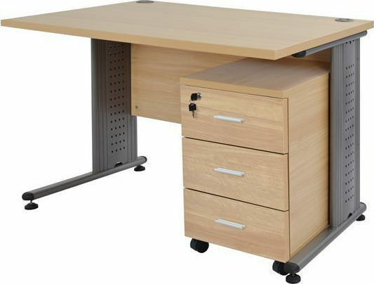 Birou Profesional Din Lemn Bej Cu Picioare Metalice 120x72x75cm
