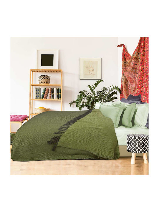 Das Home Line 343 Pique Super Double Blanket with Fringes 230x260cm Green