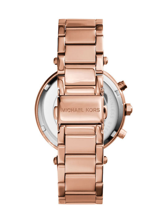 Michael Kors Parker Women's Watch Chronograph with Pink Gold Metal Bracelet