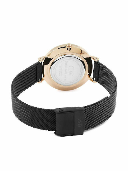 Daniel Wellington Petite Ashfield Γυναικείο Ρολόι 32mm Μπαταρίας με Μαύρο Μεταλλικό Μπρασελέ