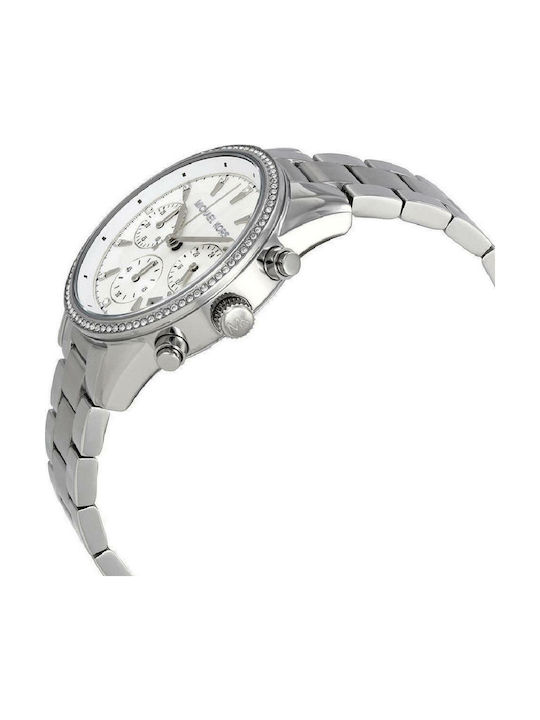Michael Kors Ritz Damen Uhr Chronograph mit Silber Metallarmband