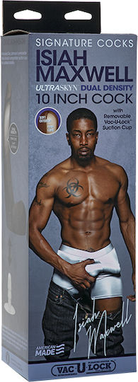 Doc Johnson Signature Cocks Isiah Maxwell Ultraskyn with Removable Vac-U-Lock Realistic Dildo with Balls and Suction Cup Chocolate 25cm