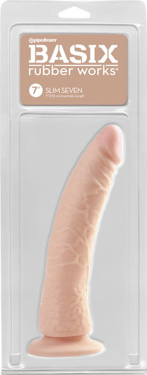 Basix Rubber Works Slim Seven Ρεαλιστικό Dildo με Βεντούζα Flesh 18cm