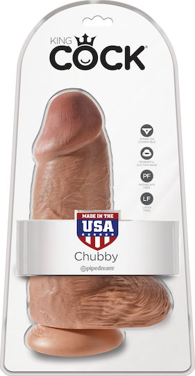 Pipedream Chubby Ρεαλιστικό Dildo με Όρχεις και Βεντούζα Tan 23cm