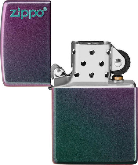 Zippo Klassischer Logo Winddichter Feuerzeug Flamme Iridescent