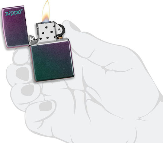 Zippo Klassischer Logo Winddichter Feuerzeug Flamme Iridescent