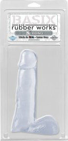 Basix Rubber Works Dildo realist cu Scrotum Transparent 20cm