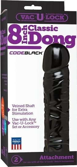 Vac U Lock Code Black Classic Dong Ρεαλιστικό Dildo με Βεντούζα Μαύρο 20cm