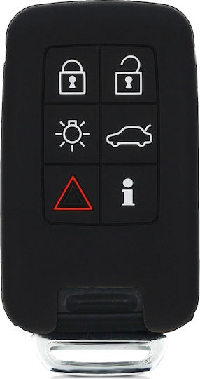Silicone Car Key Cover Case with 5 Buttons for Volvo Black