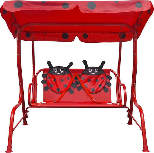 vidaXL Metal Double with Seatbelt Swing Set with Stand Love Bug 110x75x110cm Red