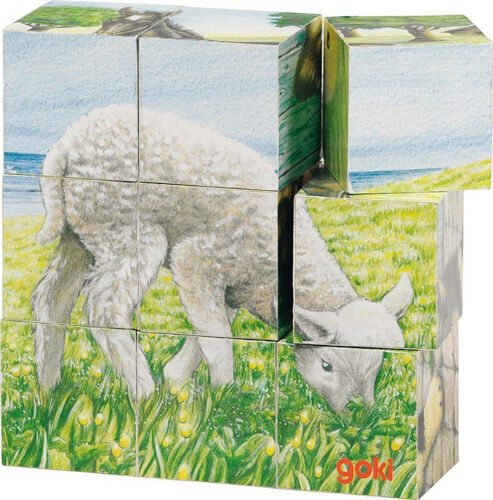 Детски Пъзел Farm Animals Cube Puzzle за 3+ Години 9бр Goki
