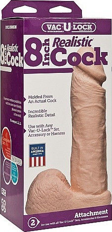Doc Johnson Vac-U-Lock Realistic Cock Dildo realist cu Scrotum Vanilie 20cm