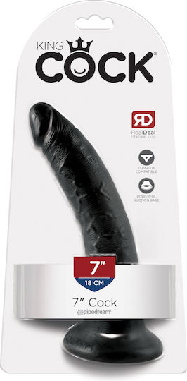 King Cock Ρεαλιστικό Dildo με Βεντούζα Μαύρο 18cm